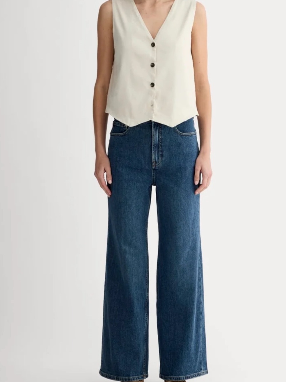 Everlane way high sailor jean: 27 short. Deep blue.